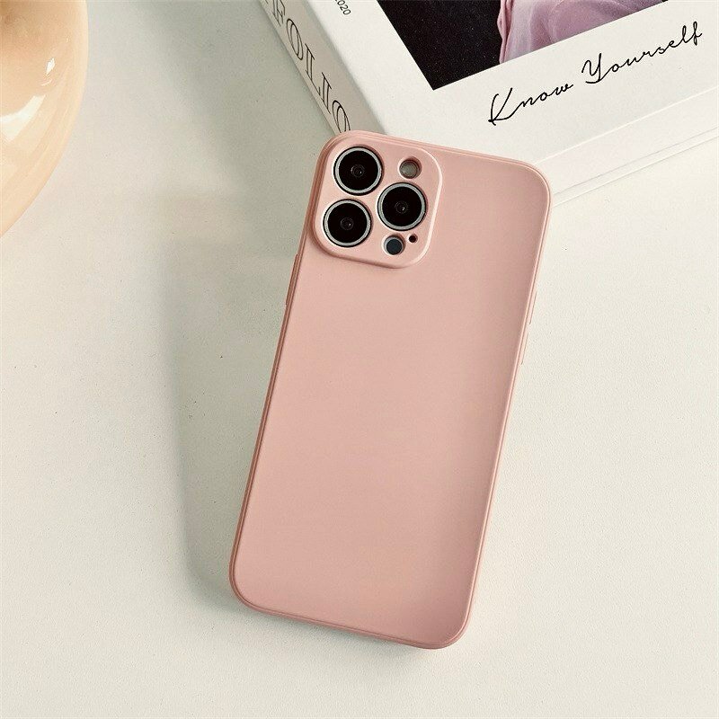 Чехол на Айфон 16 Про (iPhone 16 Pro), матовый, софт-тач, песочно-розовый