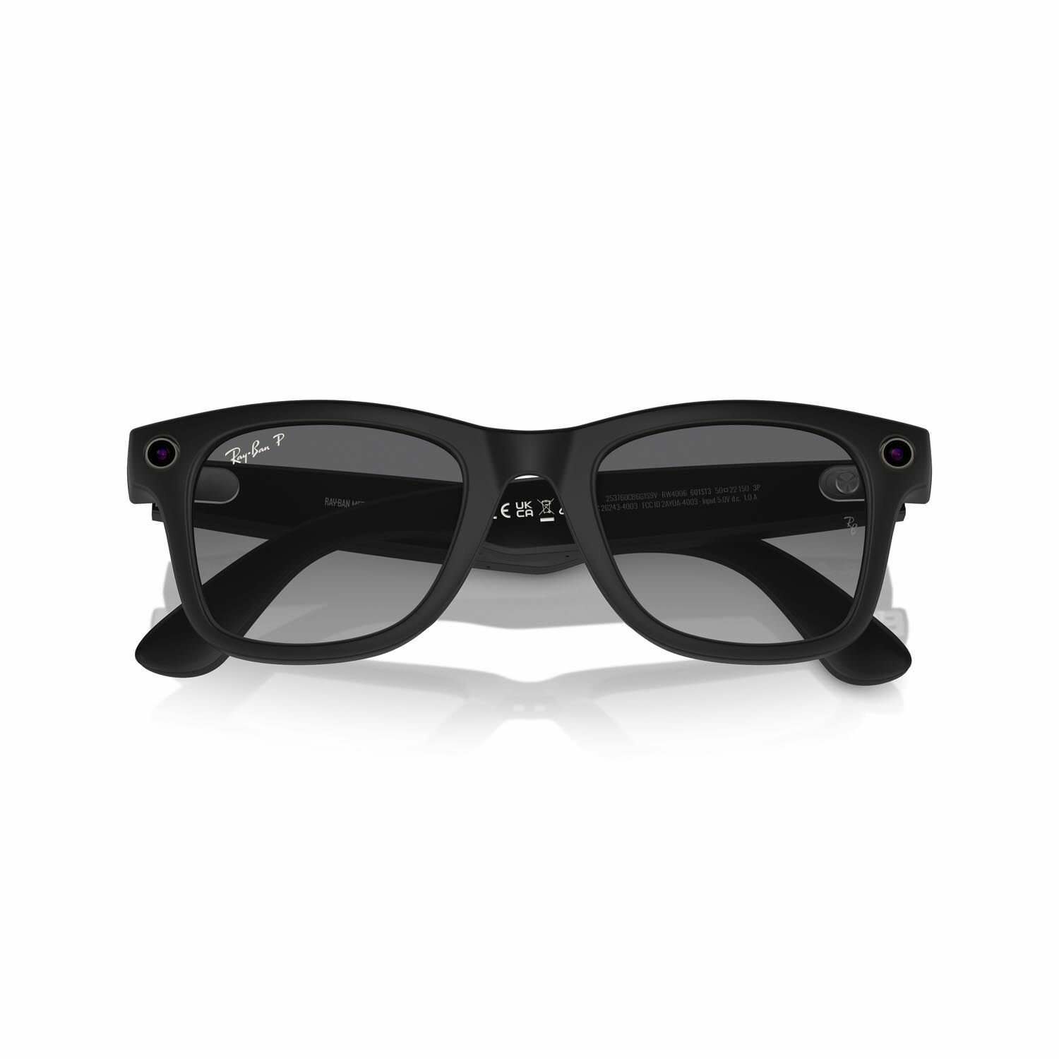 Умные очки Ray-Ban Wayfarer, размер 50-22-150, поляризованные линзы Polar Gradient Graphite, оправа Matte Black — фото 1