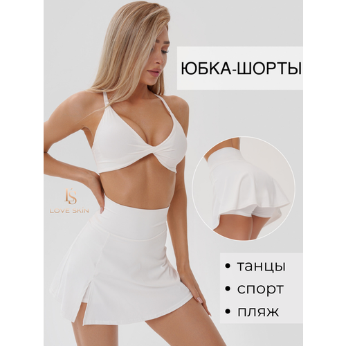 фото Юбка-шорты для тенниса love skin, размер m, молочный белый