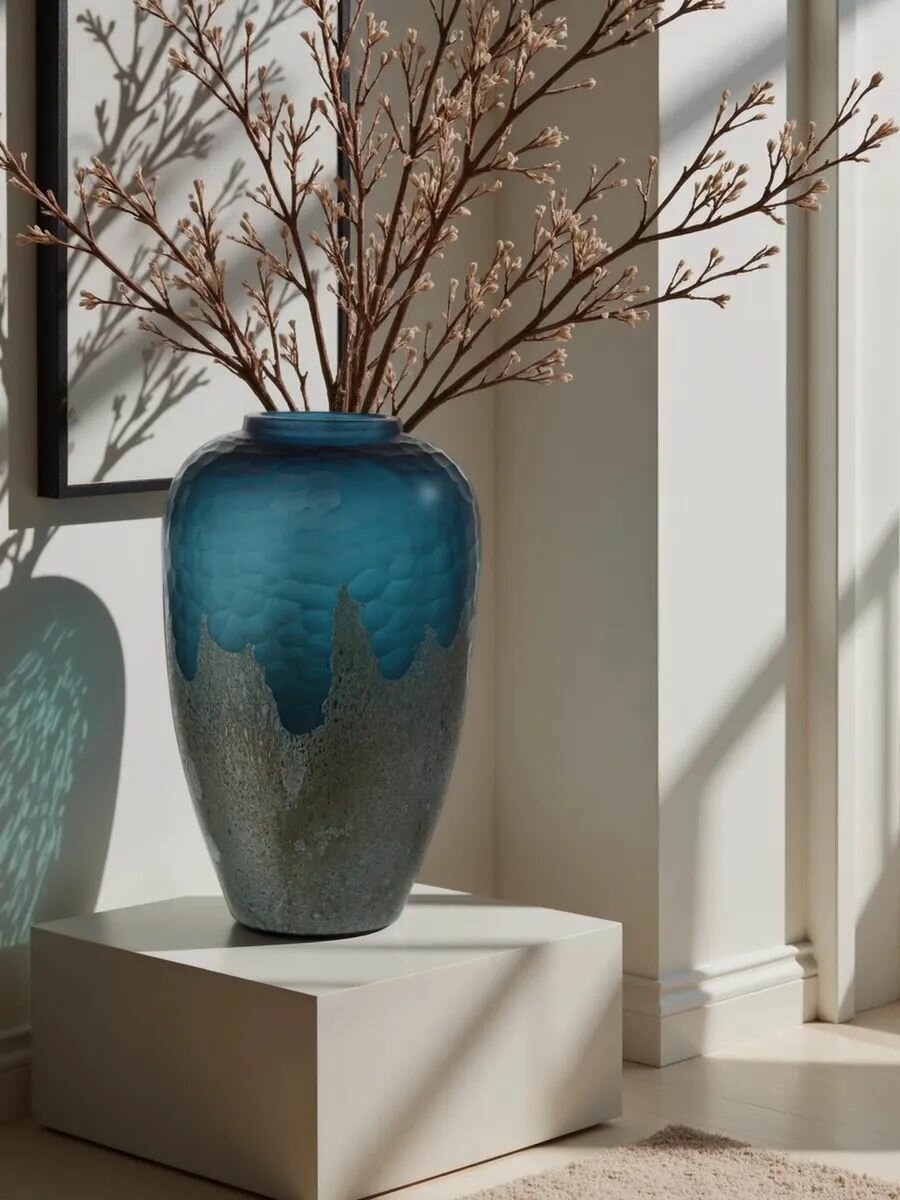 Ваза стеклянная интерьерная, 9*18*33см, настольная, интерьерная