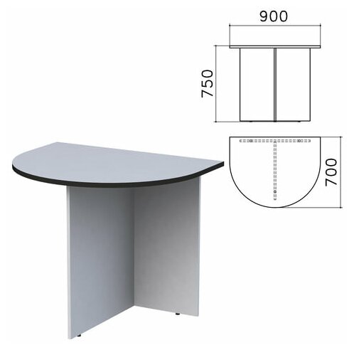 фото Стол приставной к столу для переговоров (640112) "Монолит", 900х700х750 мм, серый, ПМ19.11
