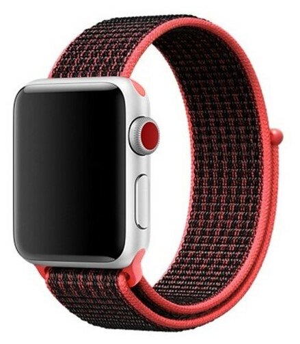 Нейлоновый ремешок для Apple Watch 42/44/45 mm Черный/Красный