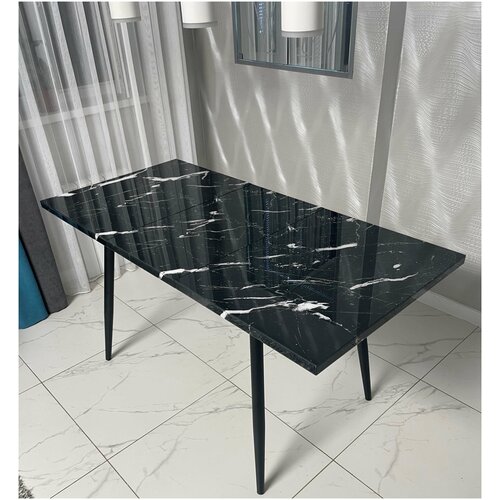 Стол Luck 3D черный мрамор, стекло/ черный каркас