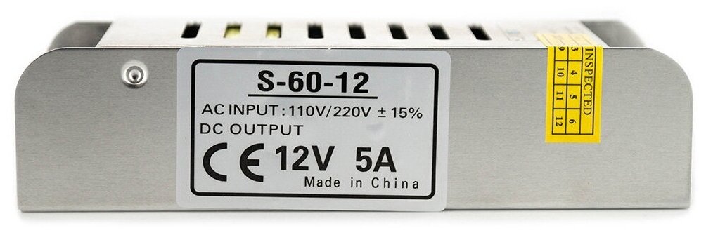 Блок питания для светодиодной ленты LUMO (сетка), 12В, мощность 60 Вт, степень защиты IP20. Размер: 127х46х32 мм. Блок для питания светодиодных изделий стабилизированным напряжением 12В - фотография № 5