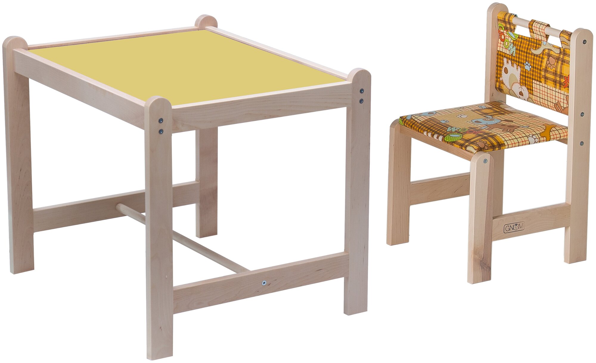 Комплект Гном стол + стул Малыш-2 62x52 см бежевый \Собаки