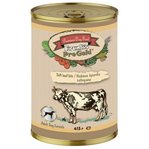 Консервы Frank's ProGold Soft beef bits Adult Dog Recipe Нежные кусочки говядины для собак (415 г, Говядина) 12 шт.