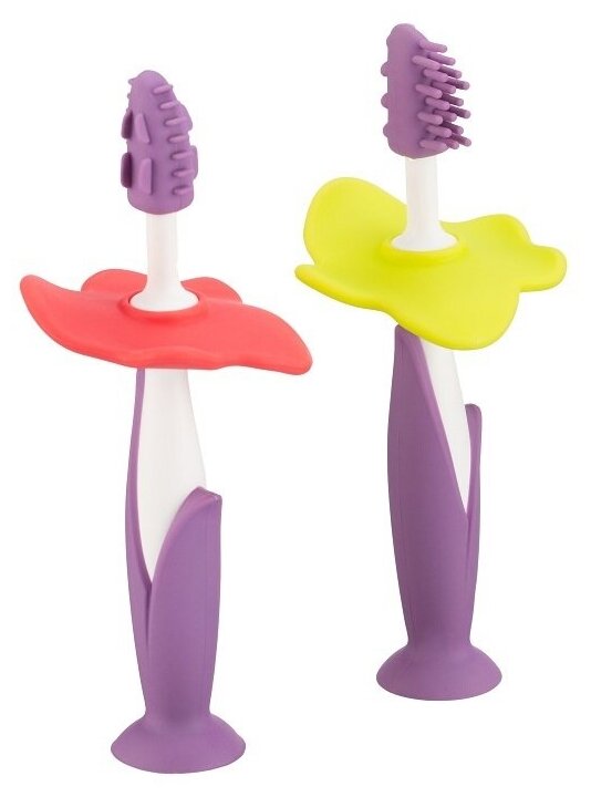 Набор: щетки детские зубные массажер для десен FLOWER от ROXY-KIDS 2 шт, цвет сиреневый