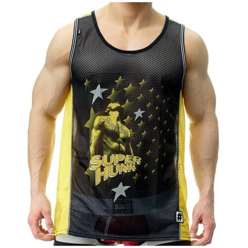 фото Майка - безрукавка "super hunk - black/yellow" / doit! / черный / размер s