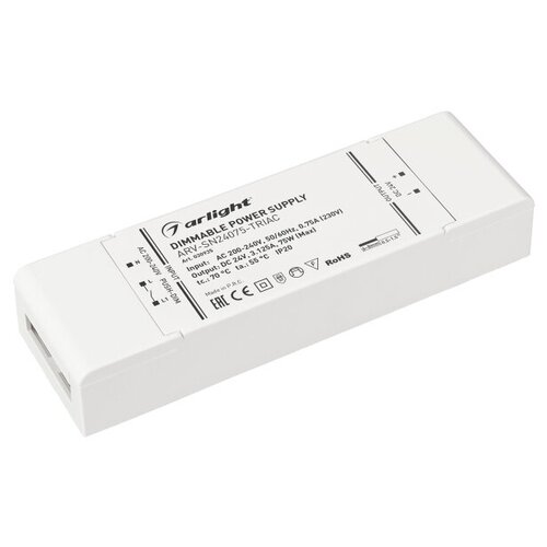 фото Блок питания arv-sn24075-triac (24v, 3.125a, 75w) (arlight, ip20 пластик, 3 года)