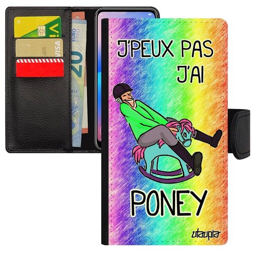 фото Противоударный чехол-книжка на мобильный // xiaomi mi 8 lite // "не могу - у меня пони!" пародия комикс, utaupia, цветной