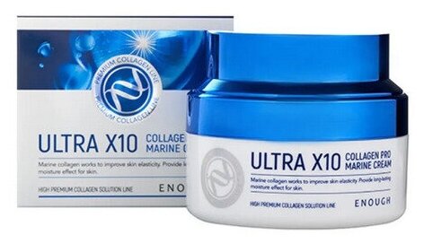 Enough Ultra X10 Collagen Pro Marine Cream Интенсивный крем с коллагеном для омолаживающего ухода за кожей лица, 50 мл