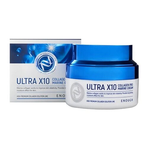 Enough Ultra X10 Collagen Pro Marine Cream Интенсивный крем с коллагеном для омолаживающего ухода за кожей лица, 50 мл уход за лицом enough крем для лица увлажняющий с коллагеном