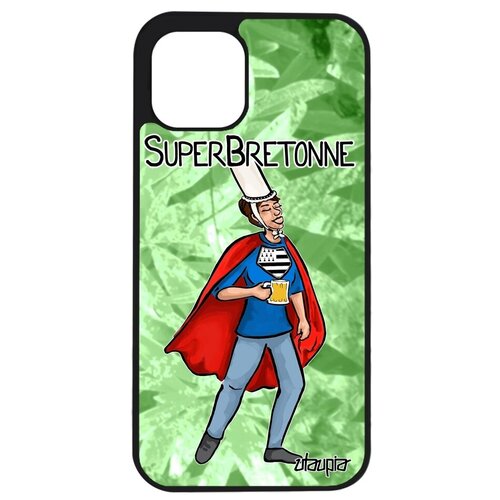 фото Ударопрочный чехол на смартфон // iphone 12 pro max // "супербретонка" бретань смешной, utaupia, светло- зеленый