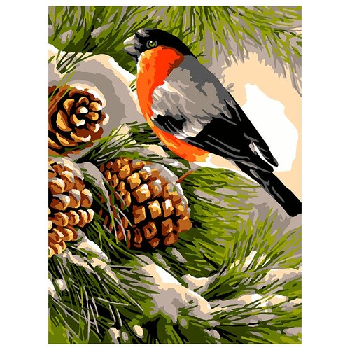 фото Lori набор для раскрашивания по номерам (на картоне) 40 х 30 см снегирь ркн/ф-224 1 шт.