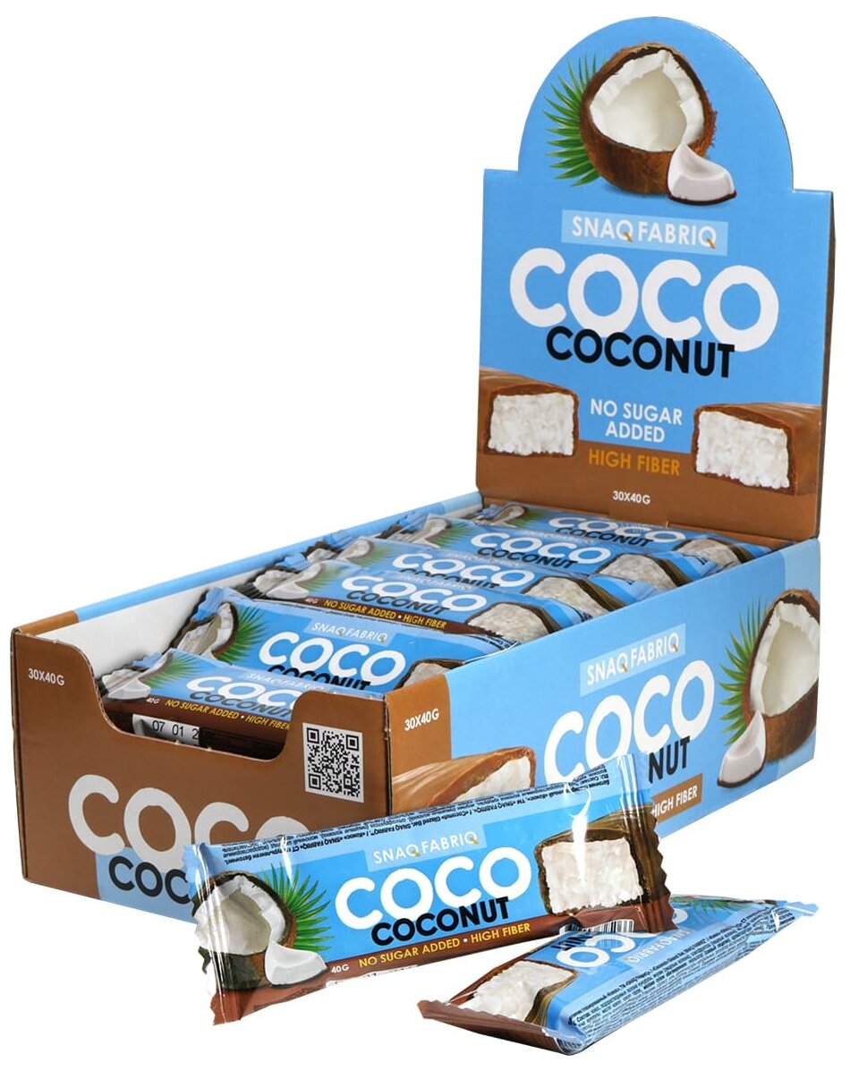 Батончик Snaq Fabriq Coco Coconut Кокос, 40 г, 30 шт.