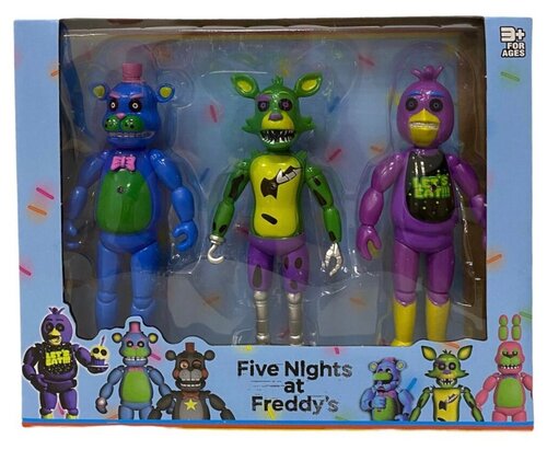Детский игровой набор фигурок Аниматроники 5 ночей с Фредди. 3 фигурки в наборе.