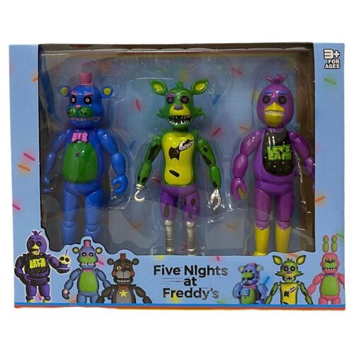 детский игровой набор фигурок аниматроники 5 ночей с фредди 3 фигурки в наборе Детский игровой набор фигурок Аниматроники 5 ночей с Фредди. 3 фигурки в наборе.