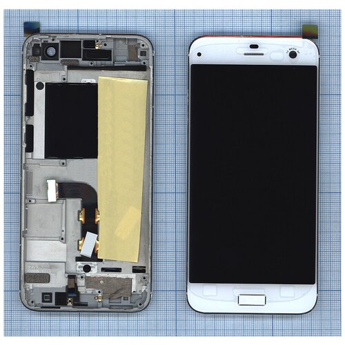 Дисплей (экран) в сборе с тачскрином для ZTE Blade S7 белый с рамкой