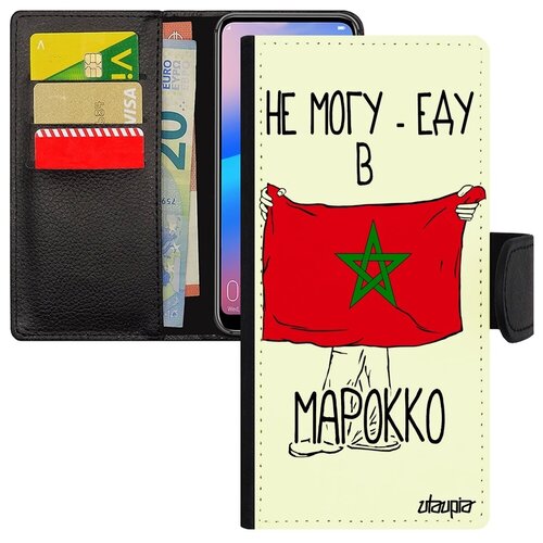 фото Красивый чехол книжка на мобильный // galaxy a12 // "еду в марокко" надпись флаг, utaupia, белый