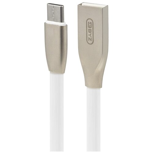 USB-кабель BYZ BL-666 AM-Type-C 1.2 метра, 3A, силикон, плоский, белый usb кабель byz bl 666m am microbm 1 2 метра 3a силикон плоский белый