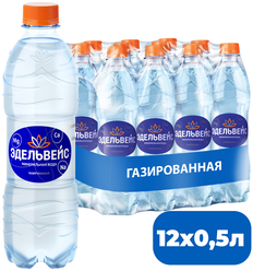 Минеральная вода Эдельвейс газированная, ПЭТ, 12 шт. по 0.5 л