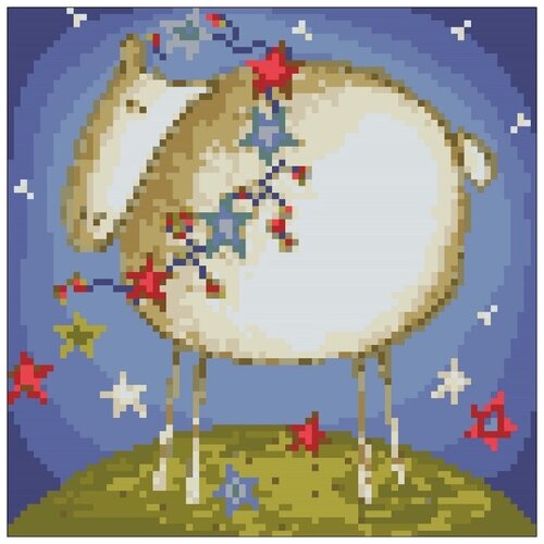 фото Набор алмазной мозаики "звездная овечка", размер 20х20см, 21 цвет яркие грани