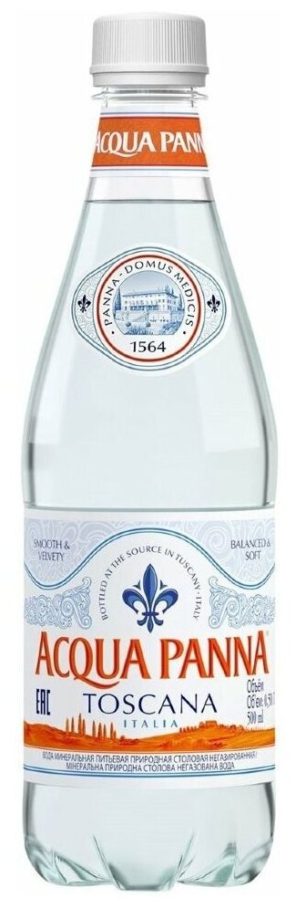 Acqua Panna негаз 0,5л./24шт. Пэт Аква Панна вода гидрокарбонатная магниево-кальциевая негазированная - фотография № 1