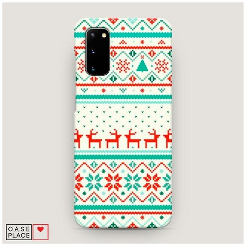 фото Чехол пластиковый samsung galaxy s20 кремовый свитер с оленями case place