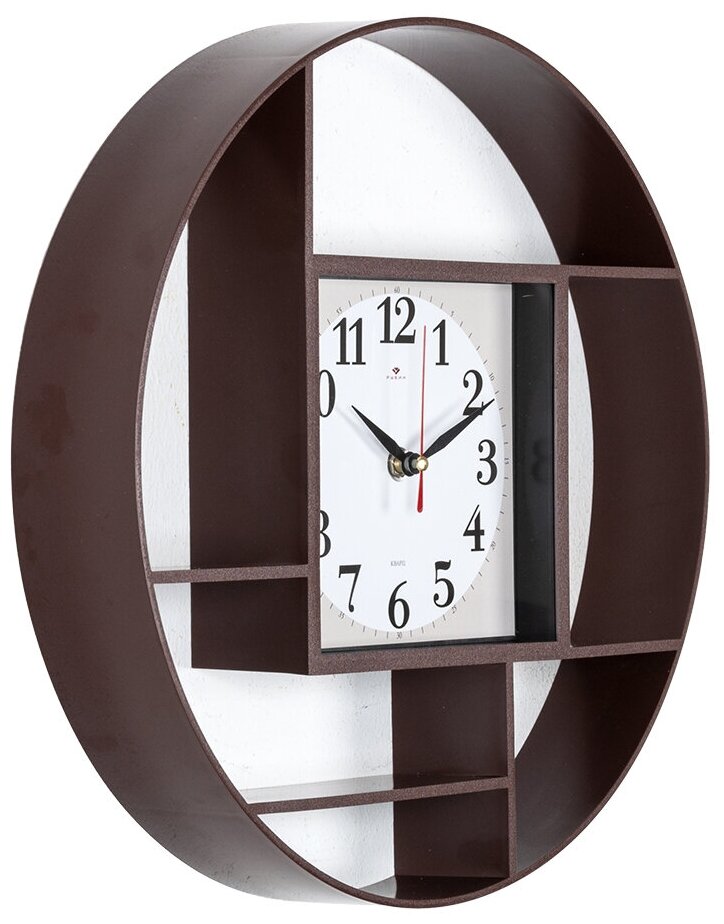 Часы большие настенные кварцевые круглые в классическом стиле Рубин Классика 35 см с большими арабским цифрами