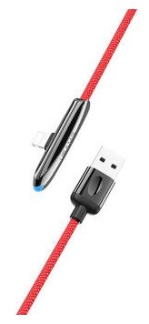 USAMS US-SJ362 U34 Lightning Zinc Alloy Braided Data and Charging Cable with¶Light 1.2m red