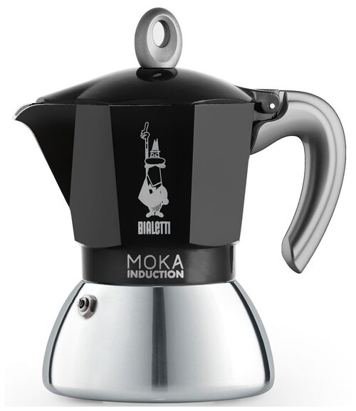 Гейзерная кофеварка Bialetti New Moka Induction 0006934/NP, 0006944/NP, 150 мл, 150 мл, черный