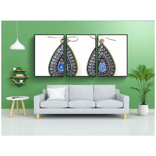 фото Набор модулных постеров для интерьера "серьги, ювелирные изделия, камень" 60x90 см. в тубусе, без рамки lotsprints