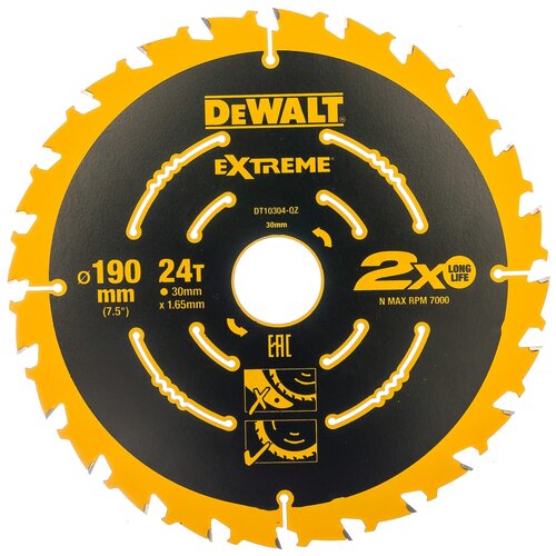 Пильный диск DeWALT Extreme DT10304-QZ 190х30 мм dewalt пильн диск extreme п дер 165 20 1 65 40 wz 18°