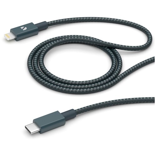 Дата-кабель USB-C - Lightning, MFI, алюминий/нейлон, 3A, 1.2м, графит, Deppa (72320) сзу deppa usb type c power delivery 20вт дата кабель usb c lightning mfi белый 11425