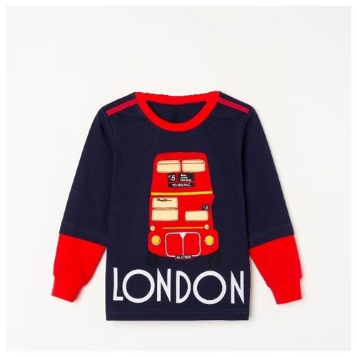 фото Лонгслив для мальчика, цвет синий/красный, рост 98 см нет бренда