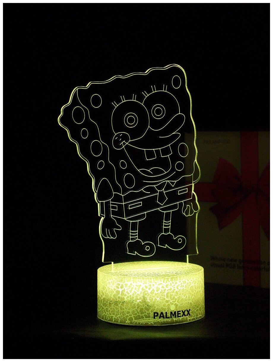 Светодиодный ночник PALMEXX 3D светильник LED RGB 7 цветов (губка боб) LAMP-052
