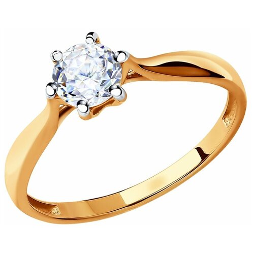 Кольцо SOKOLOV, красное золото, 585 проба, Swarovski Zirconia, размер 16.5, бесцветный кольцо sokolov из золота с фианитом 019111 размер 16