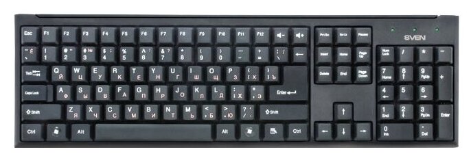 Клавиатура Sven 303 Standard <Черный/106 кл/Пониженный шум при работе/USB>