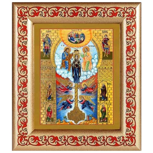 Икона Божией Матери Ключ Разумения, рамка с узором 14,5*16,5 см
