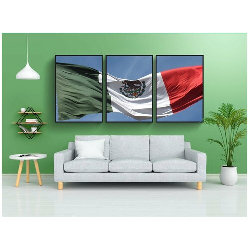 фото Набор модулных постеров для интерьера "мексика, флаг, мексиканский флаг" 60x90 см. в тубусе, без рамки lotsprints