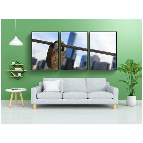 фото Модульный постер "замок, мост, город" 180x90 см. из 3х частей в тубусе, без рамки lotsprints