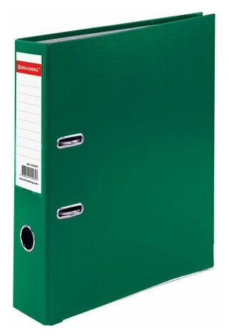 Папка-регистратор, покрытие пластик, 75 мм, прочная, с уголком, BRAUBERG, зеленая, 4 шт
