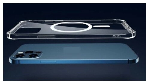 MagSafe чехол для IPhone 13 Pro Max с магнитом/ Функция Mag Safe для смартфонов Apple/ Чехол Магсейф силиконовый противоударный, прозрачный