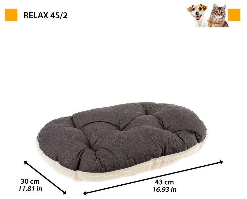 Подушка для собак и кошек Ferplast Relax F 45/2 43х30х6 см 43 см 30 см черный/белый 6 см - фотография № 4