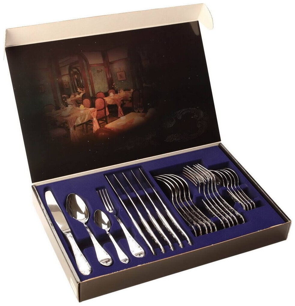 фото Павловский завод им. Кирова Набор столовых приборов Посольский СН-24М18ЦМГ, 24 предмета