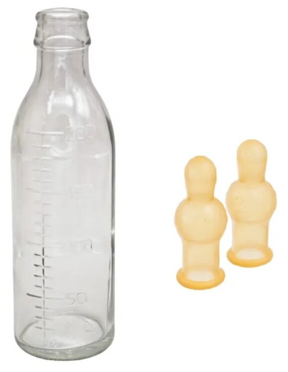 Бутылочка стеклянная  комплект (1 бутылочка и 2 соски)