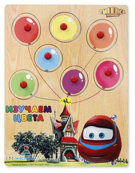 Сборная деревянная модель Wooden Toys Пазл Тишка паровозик - Обучение цвету - фото №3