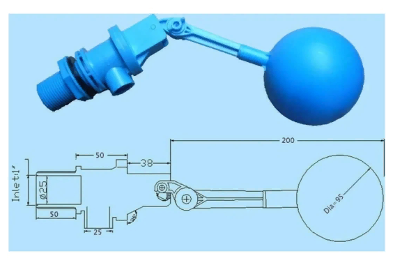 Клапан поплавковый для ёмкости 1 " пластиковый Aquatech - фотография № 3