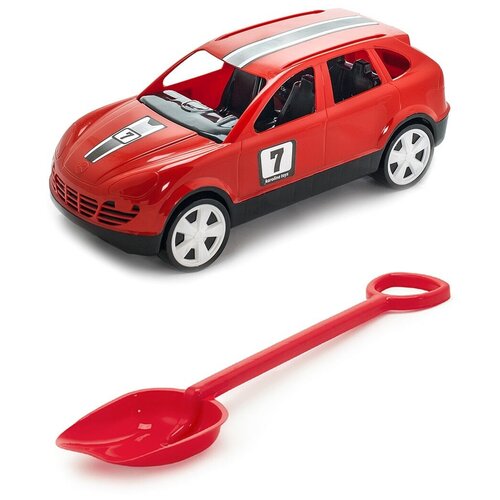 Игрушки для песочницы для снега Игрушка Детский автомобиль (Кроссовер) красный + Лопатка 50 см. красный игрушки для песочницы для снега игрушка детский автомобиль молния красный лопатка 50 см салатовая