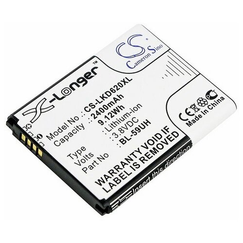 Аккумулятор для LG Optimus G2 Mini (BL-59UH) 2400mAh аккумулятор ibatt ib u1 m768 1600mah для lg d320 g2 mini d620r d620k optimus g2 mini d315 d620 d620j d618 optimus g2 mini d620 optimus g2 mini